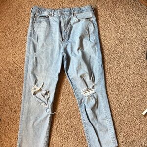 Express Mom Jeans in Light Blue